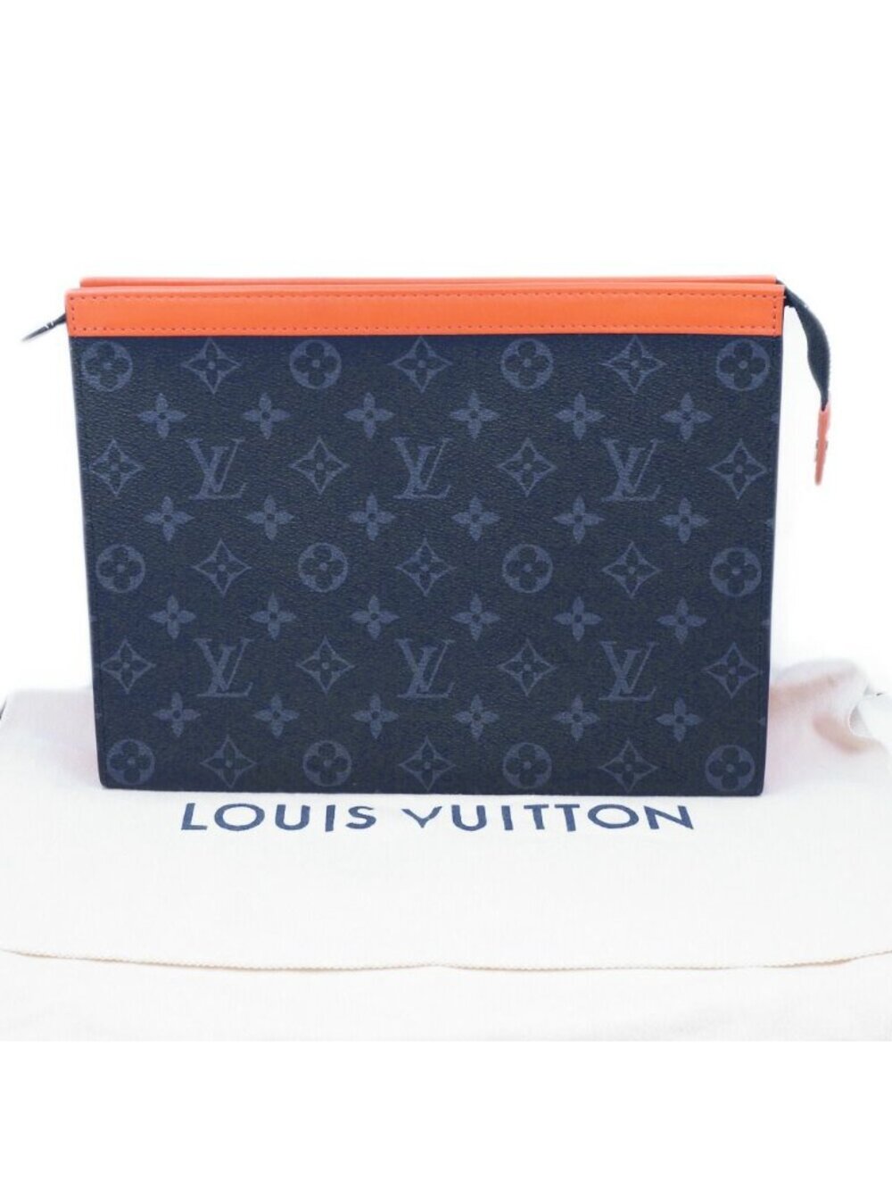 Louis Vuitton Pochette Voyage MM Clutch Black Gray Orange - Picture 9 of 9